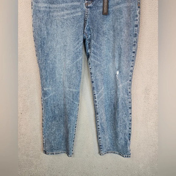 See Thru Soul Jeans Womens Sz 34x30.5 Med Wash High Rise Relaxed Straight Denim - Picture 3 of 11